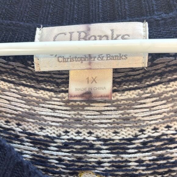 Vintage Christmas Snowman Cardigan Ugly Sweater Embroidered Christopher Banks 1X - Picture 6 of 6